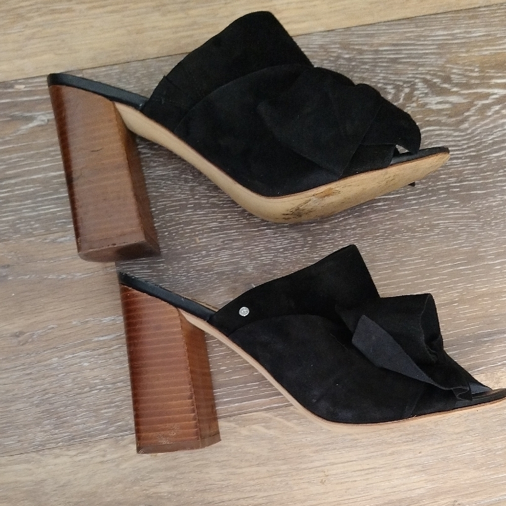 Sam Edelman Black Mules Bow Block Heel - Picture 6 of 9